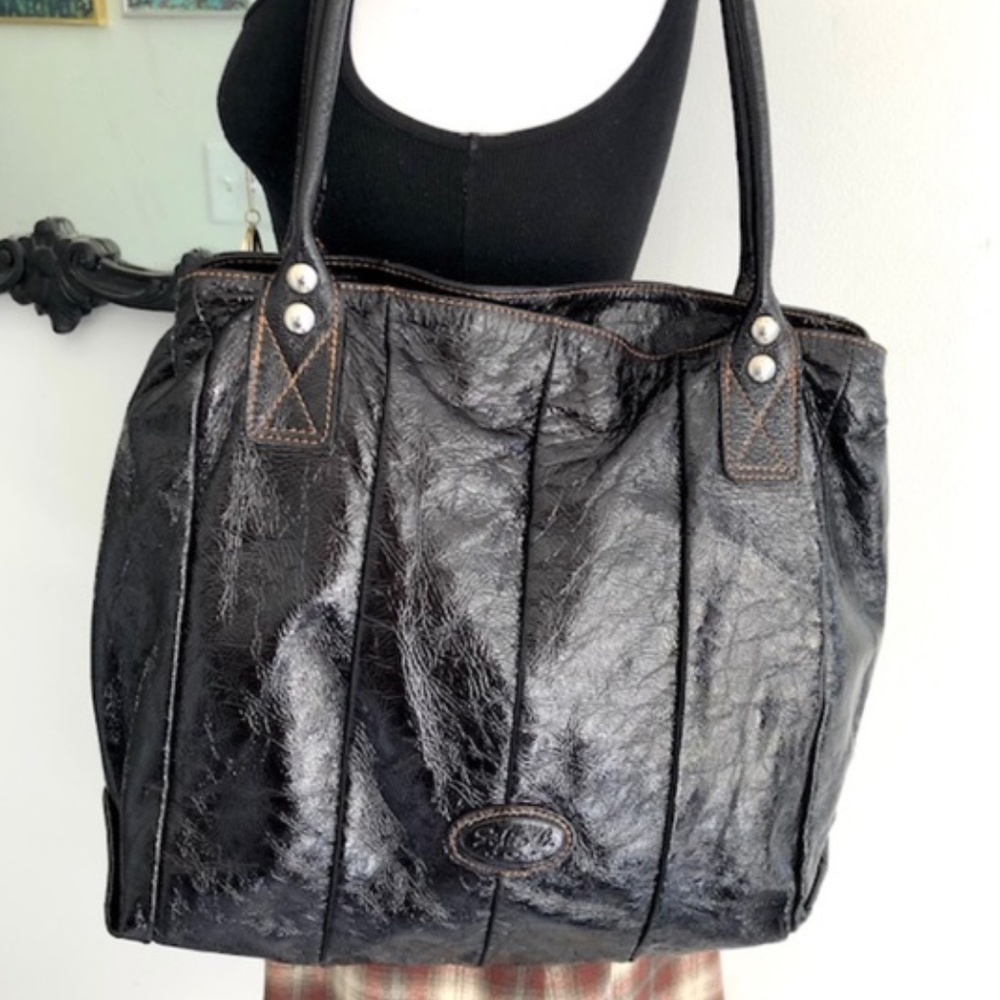 Sofia.C. Black Large Leather Tote Bag